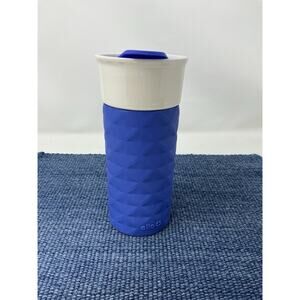 Ello Ogden 16 Ounce Blue Ceramic Travel Mug Coffee Cup Dishwasher Safe